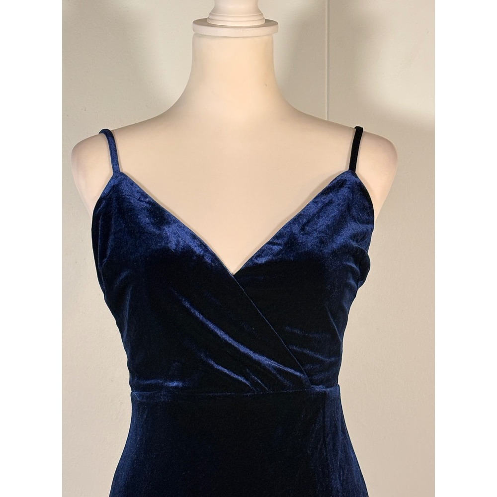Lulus Graceful Glamour Navy Blue Velvet Maxi Dress S NWT Sexy Sirencore Elegant - Picture 2 of 8
